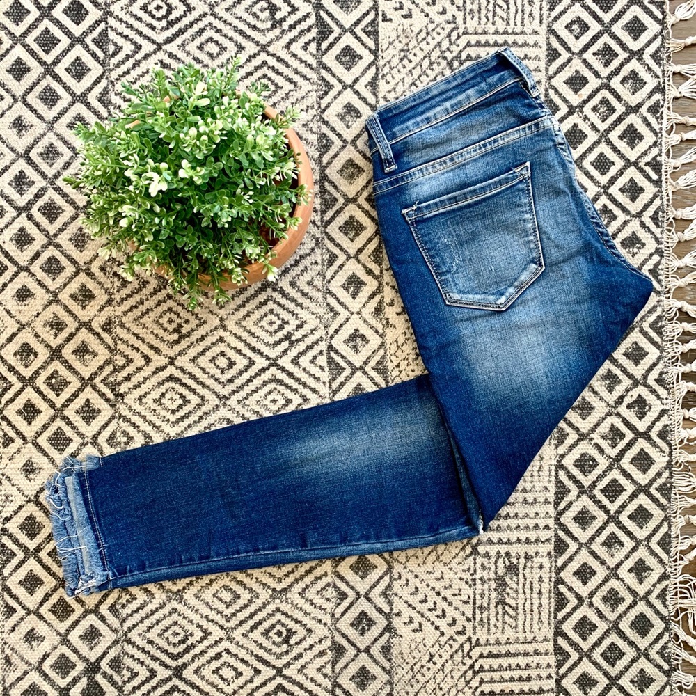 KanCan distressed skinny jeans with raw hem detail